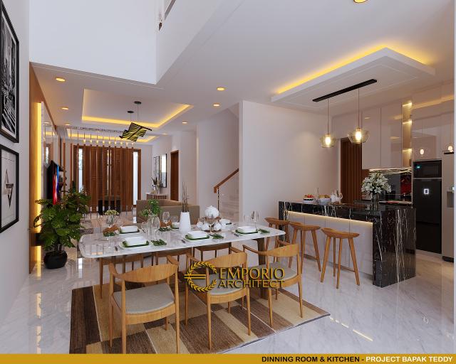 Desain Ruang Makan dan Dapur Rumah Modern 3 Lantai Bapak Teddy di Jakarta Utara