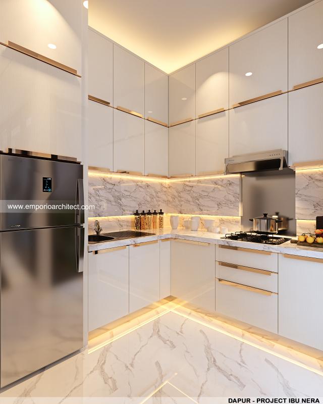 Desain Dapur Rumah Modern 3 Lantai Ibu Nera di Jakarta Timur