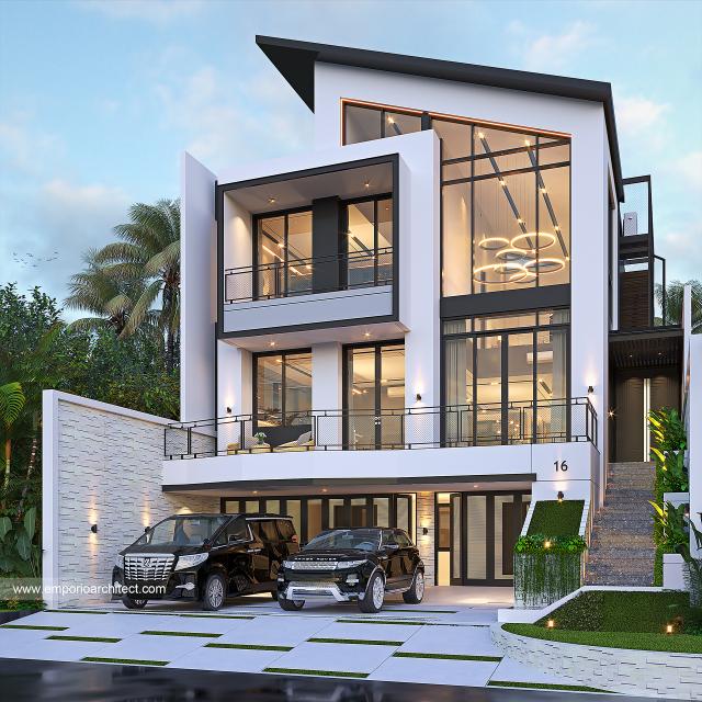 Gambar 1 Desain Rumah Modern 3 Lantai Ibu YNE 1455 di  Bogor