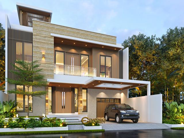 Desain Rumah Modern 3 Lantai Bapak Fahmi di Tangerang, Banten - Tampak Depan