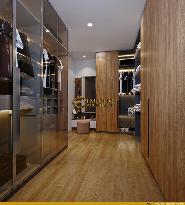 Desain Walk In Closet Rumah Modern 3 Lantai Bapak Fahmi di Tangerang, Banten