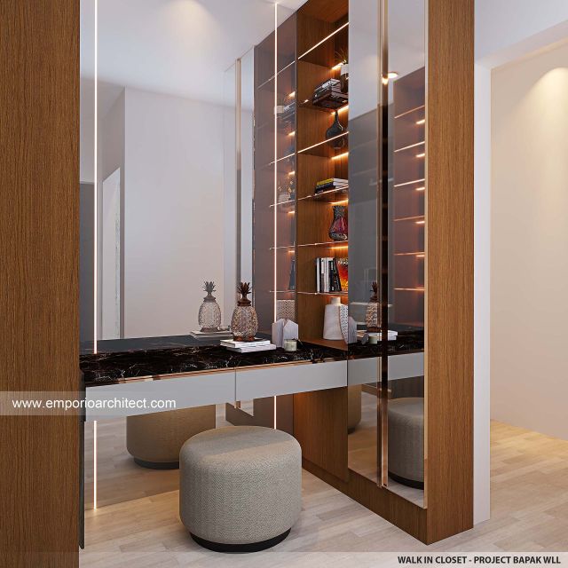 Desain Walk In Closet Rumah Modern 3 Lantai Bapak WLL di Samarinda