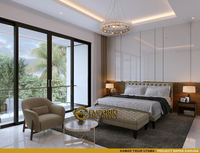 Desain Kamar Tidur Utama Rumah Modern 3 Lantai Mr. K di Jakarta