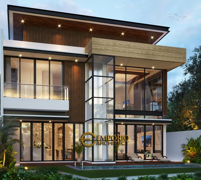 Desain Tampak Belakang 1 Rumah Modern 3 Lantai Mr. K di Jakarta