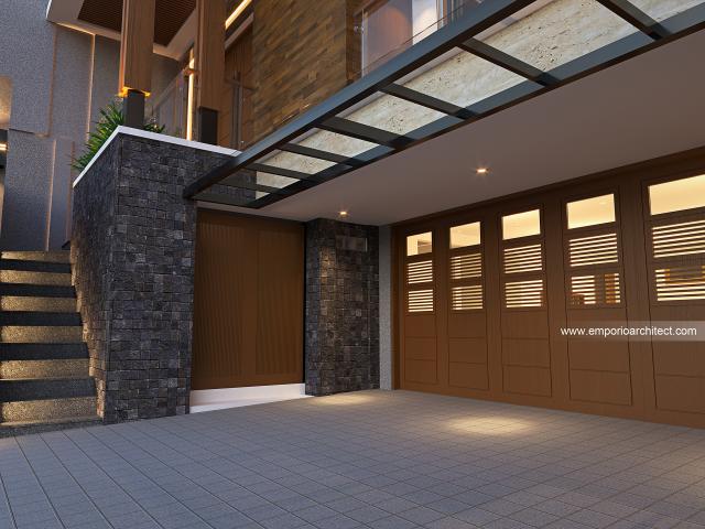 Desain Tampak Detail Depan 2 Rumah Modern 3 Lantai Ibu MLS di Jakarta