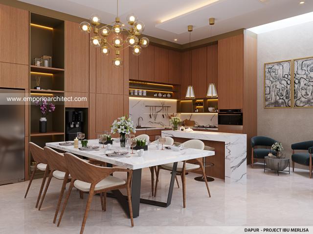 Desain Dapur Rumah Modern 3 Lantai Ibu MLS di Jakarta