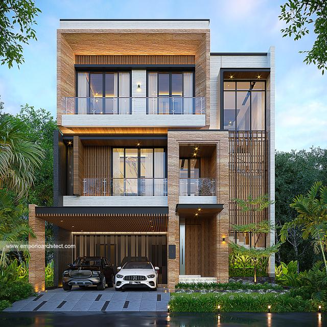 Desain Rumah Modern 3 Lantai Bapak ADR di Jakarta - Tampak Depan