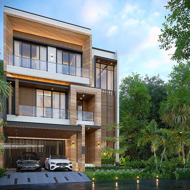 Desain Tampak Depan 3 Rumah Modern 3 Lantai Bapak ADR di Jakarta