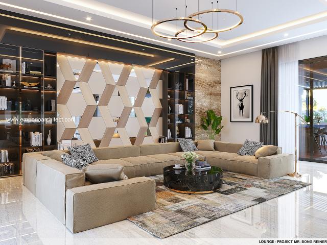 Desain Lounge Rumah Modern 3 Lantai Mr. Bong Reiner di Jakarta