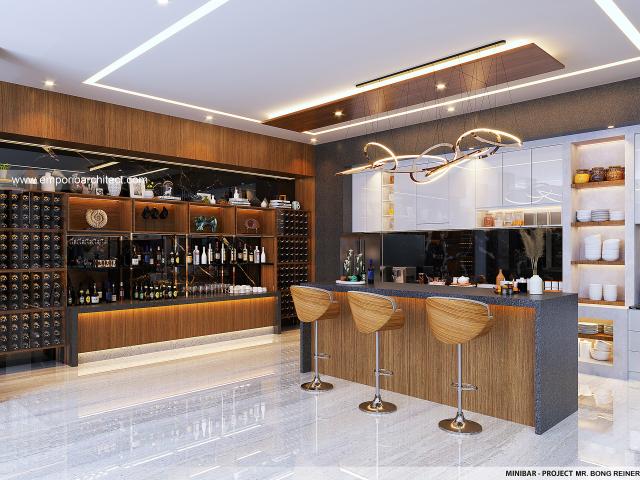 Desain Minibar Rumah Modern 3 Lantai Mr. Bong Reiner di Jakarta