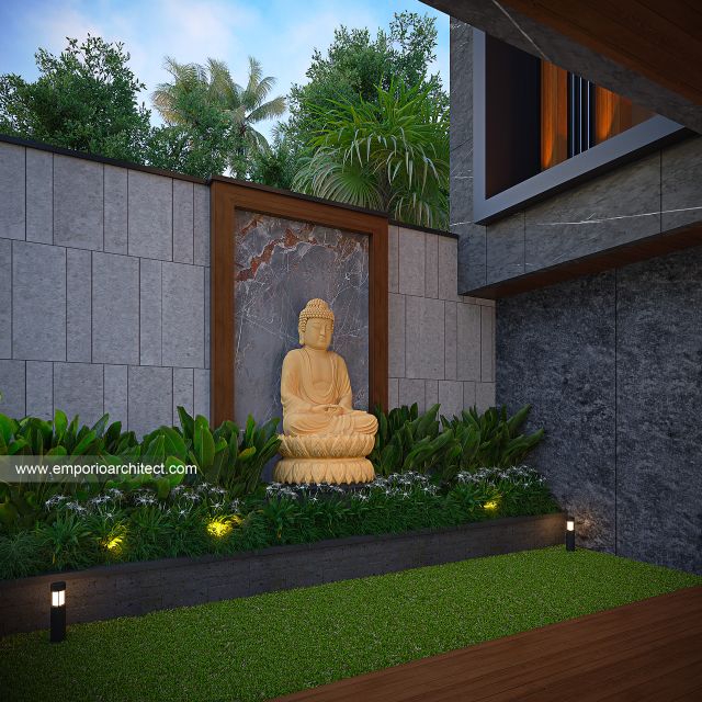 Desain Tampak Detail Belakang Rumah Modern 3 Lantai Ibu ALN di Bali