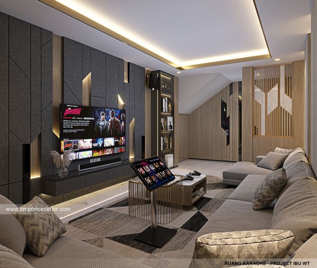 Desain Ruang Karaoke Rumah Modern 3 Lantai Ibu WT di Aceh