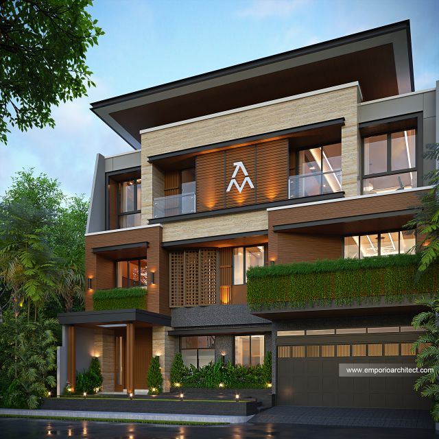 Desain Tampak Depan 3 Rumah Modern 3 Lantai Bapak ALF di Denpasar, Bali