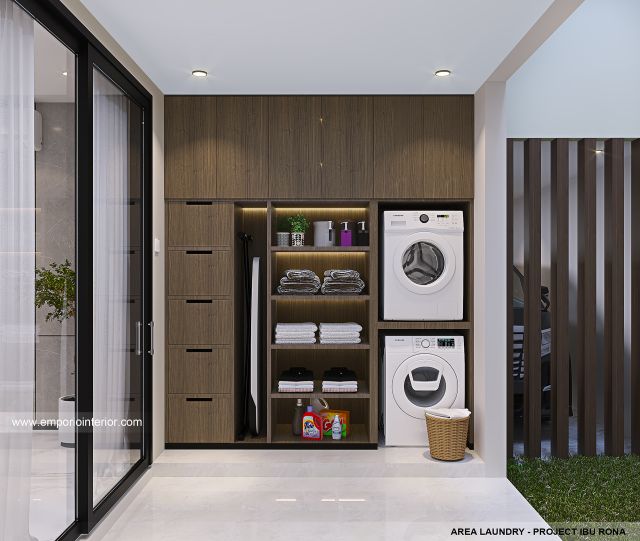 Desain Laundry Rumah Modern 3 Lantai Ibu RN di Jambi