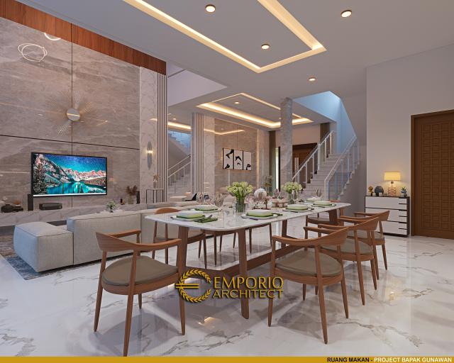 Desain Ruang Makan Rumah Modern 3 Lantai Bapak Gunawan di Jakarta Barat