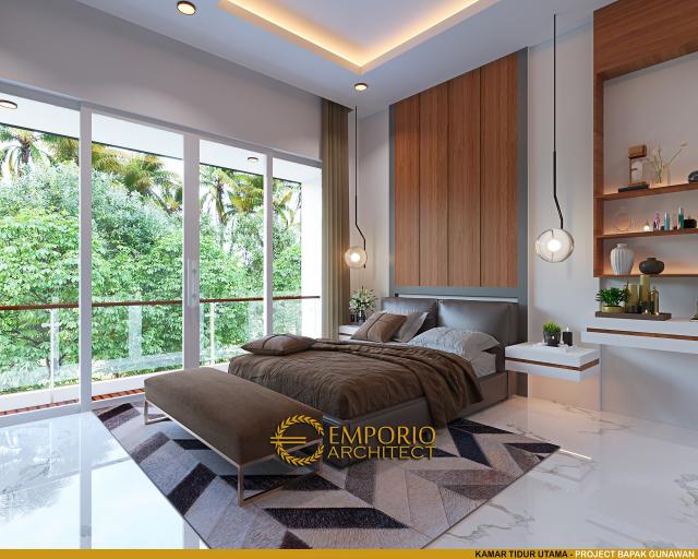 Desain Kamar Tidur Utama Rumah Modern 3 Lantai Bapak Gunawan di Jakarta Barat