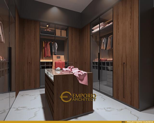 Desain Walk In Closet Rumah Modern 3 Lantai Bapak Gunawan di Jakarta Barat