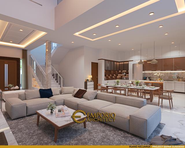 Desain Ruang Keluarga Rumah Modern 3 Lantai Bapak Gunawan di Jakarta Barat