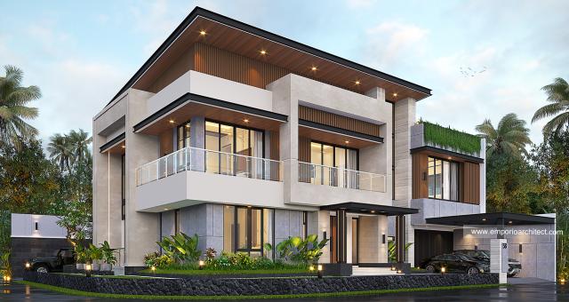 Desain Tampak Hook Rumah Modern 2.5 Lantai Ibu JSL di Purwokerto, Jawa Tengah