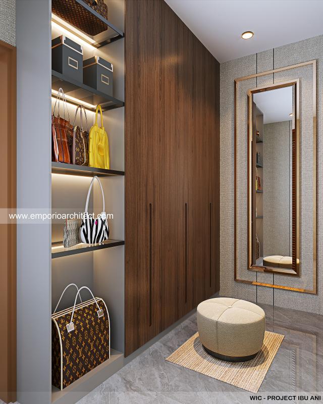 Desain Walk In Closet Rumah Modern 3 Lantai Ibu AN di Jakarta