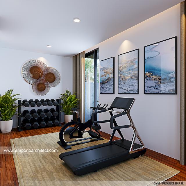 Desain Ruang Gym Rumah Modern 3 Lantai Ibu SL di Tangerang Selatan