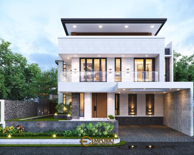 Desain Tampak Depan 2 Rumah Modern 3 Lantai Bapak Juliawan di Kendari, Sulawesi Tenggara