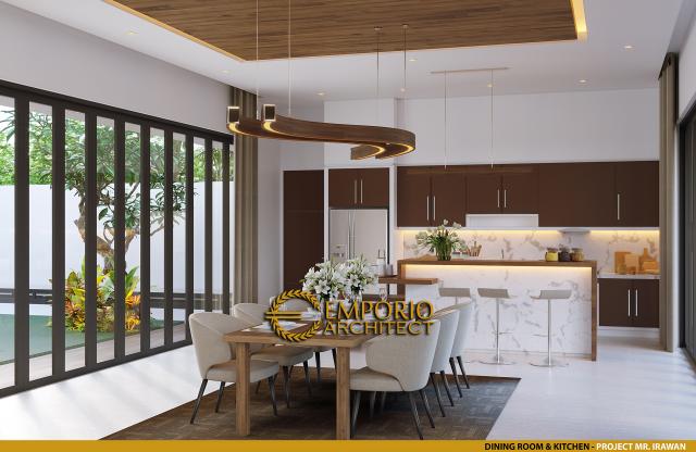 Desain Ruang Makan dan Dapur Rumah Modern 3 Lantai Bapak IRW di Jakarta