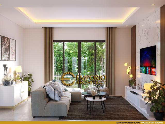 Desain Ruang Entertainment Rumah Modern 3 Lantai Bapak IRW di Jakarta