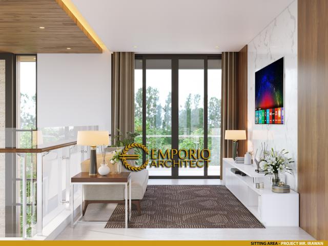 Desain Area Santai Rumah Modern 3 Lantai Bapak IRW di Jakarta