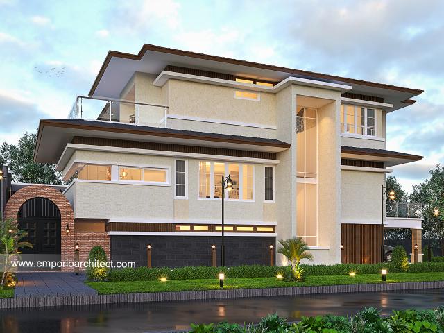 Desain Tampak Samping Rumah Modern 3 Lantai Ibu L di Tangerang Selatan, Banten