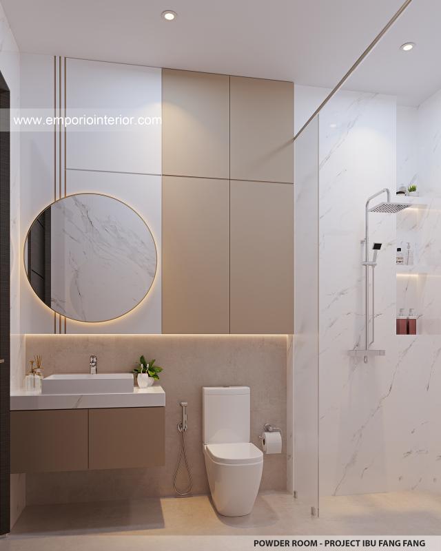 Desain Toilet Tamu Rumah Modern 3 Lantai Ibu FFG di Jakarta Barat