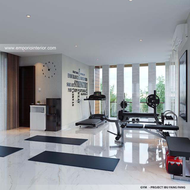 Desain Ruang Gym Rumah Modern 3 Lantai Ibu FFG di Jakarta Barat