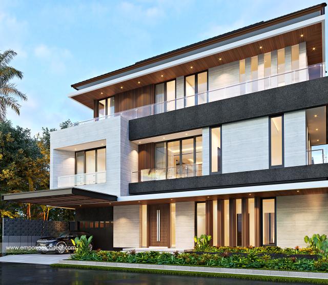 Desain Rumah Modern 3 Lantai Ibu FFG di Jakarta Barat - Tampak Depan