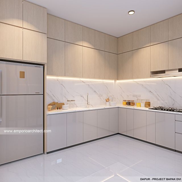 Desain Dapur Rumah Modern 3 Lantai Bapak DVI di Jakarta Utara