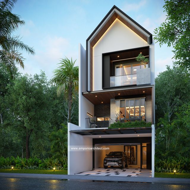 Desain Tampak Depan 2 Rumah Modern 3 Lantai Mr. GLD di Marikina City, Philippines