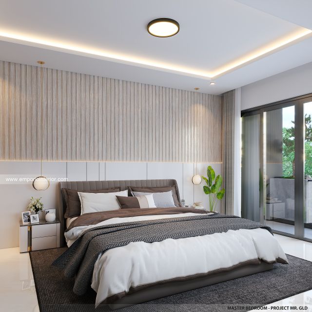 Desain Kamar Tidur Utama Rumah Modern 3 Lantai Mr. GLD di Marikina City, Philippines