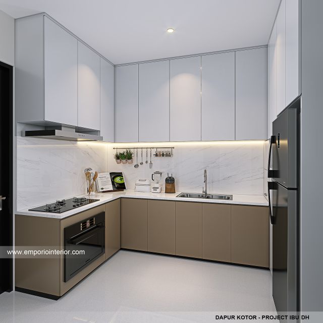 Desain Dapur Kotor Rumah Modern 3 Lantai Bapak YS dan Ibu DH di Jakarta