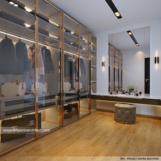 Desain Walk In Closet Rumah Modern 3 Lantai Bapak MLN di Jakarta Barat