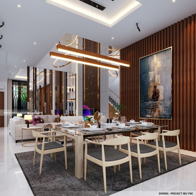 Desain Ruang Makan Rumah Modern 3 Lantai Ibu YNC di Jakarta