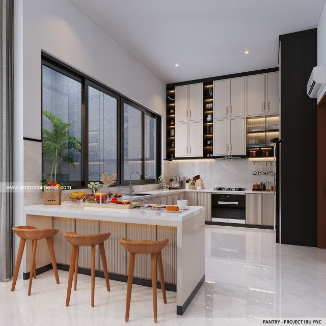 Desain Pantry Rumah Modern 3 Lantai Ibu YNC di Jakarta