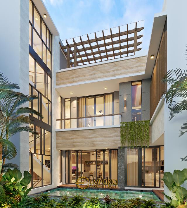 Desain Tampak Belakang Rumah Modern 3 Lantai Ibu Anya di Jakarta