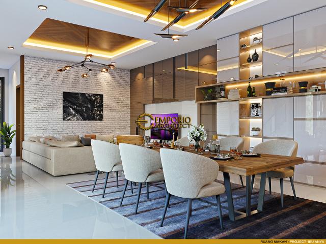 Desain Ruang Makan Rumah Modern 3 Lantai Ibu Anya di Jakarta