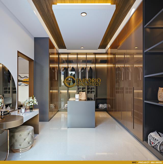 Desain Walk In Closet Rumah Modern 3 Lantai Ibu Anya di Jakarta