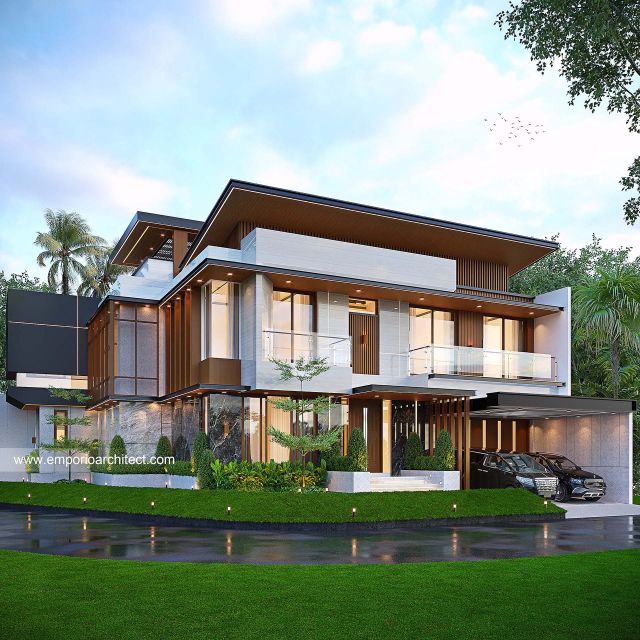 Desain Rumah Modern 3 Lantai Ibu SBR di Semarang - Tampak Hook