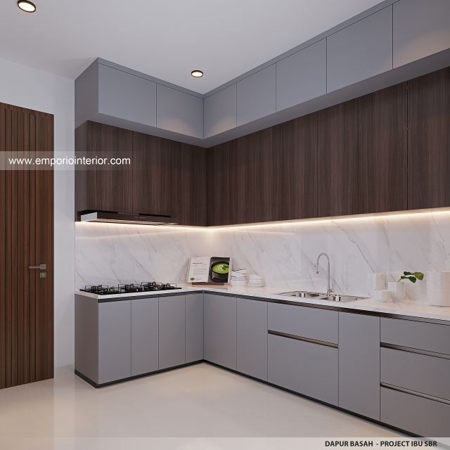 Desain Dapur Basah Rumah Modern 3 Lantai Ibu SBR di Semarang