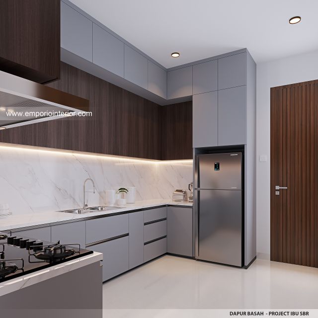 Desain Dapur Basah Rumah Modern 3 Lantai Ibu SBR di Semarang