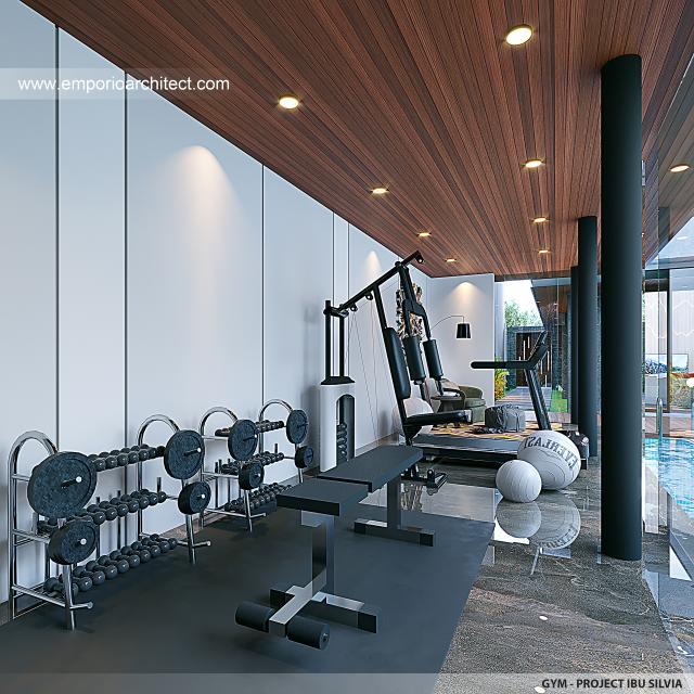 Desain Area Gym Rumah Modern 3 Lantai Ibu SLV di BSD, Tangerang Selatan