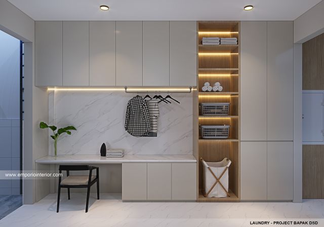 Desain Laundry Rumah Modern 3 Lantai Bapak DSD 1931 di Jakarta Barat