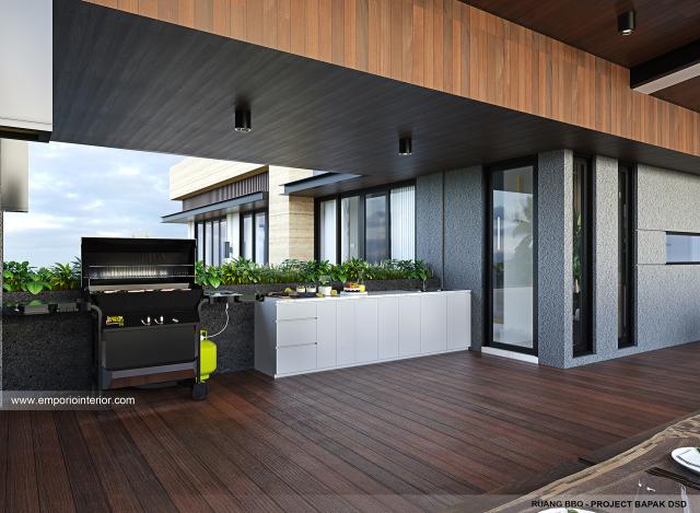 Desain Ruang BBQ Rumah Modern 3 Lantai Bapak DSD 1931 di Jakarta Barat