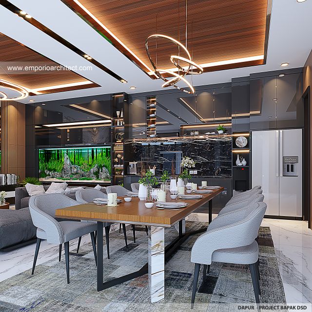 Desain Dapur Rumah Modern 3 Lantai Bapak DSD di Jakarta Barat